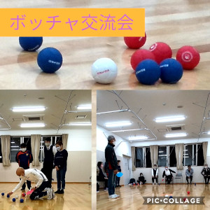 ボッチャ体験、交流会の様子